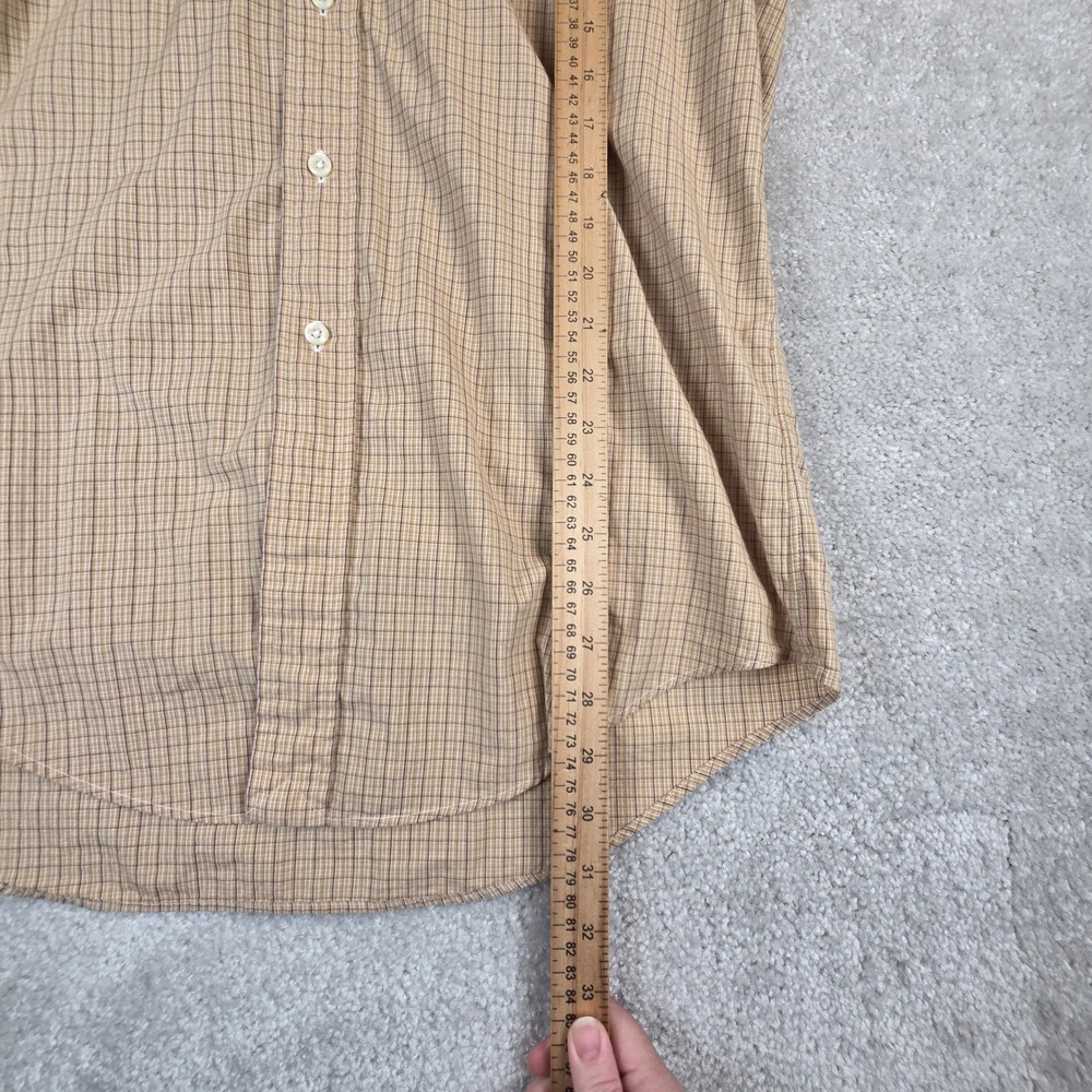 Ralph Lauren Yarmouth Shirt Mens 15 32/33 Tan Long Sleeve Plaid Cotton Pony - Picture 9 of 9